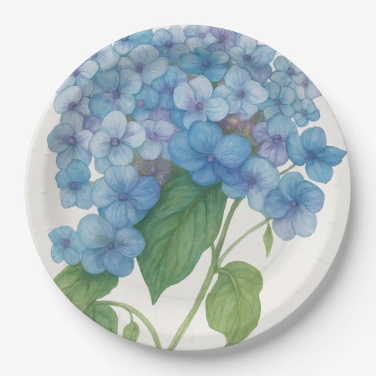 Blue Hydrangea Garden Party Paper Plate | Elegant  Pappteller (Vorderseite)