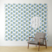 Blue Hydrangea Gemustertes Party Hintergrund Wandteppich (Beispiel (Horizontal))