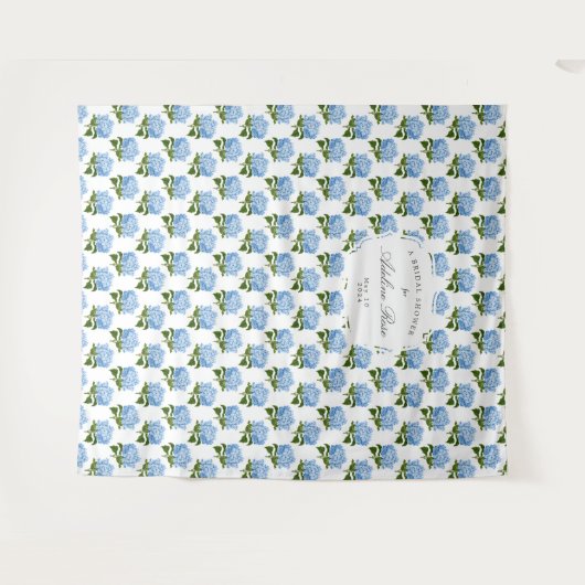 Blue Hydrangea Gemustertes Party Hintergrund Wandteppich (Vorderseite (Horizontal))