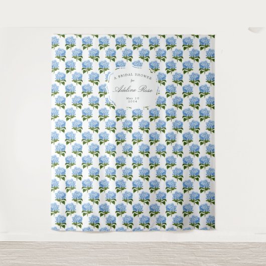 Blue Hydrangea Gemustertes Party Hintergrund Wandteppich (Vorderseite)
