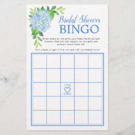 Blue Hydrangea Geometric Brautparty Bingo Game