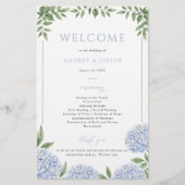 Blue Hydrangea Gerahmt Wedding Paper Programm Flyer (Vorne)