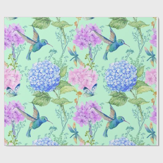 Blue Hydrangea Geschenkpapier (Flach)