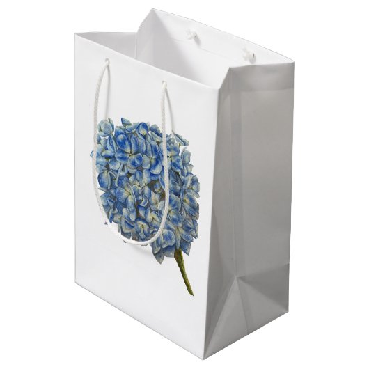 Blue Hydrangea Geschenktasche Mittlere Geschenktüte (Rückseite Schrägansicht)