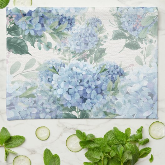 Blue Hydrangea Geschirrtuch (Gefaltet)