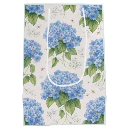 Blue Hydrangea Gift Bag | Duck Egg Botanical Mittlere Geschenktüte (Rückseite)