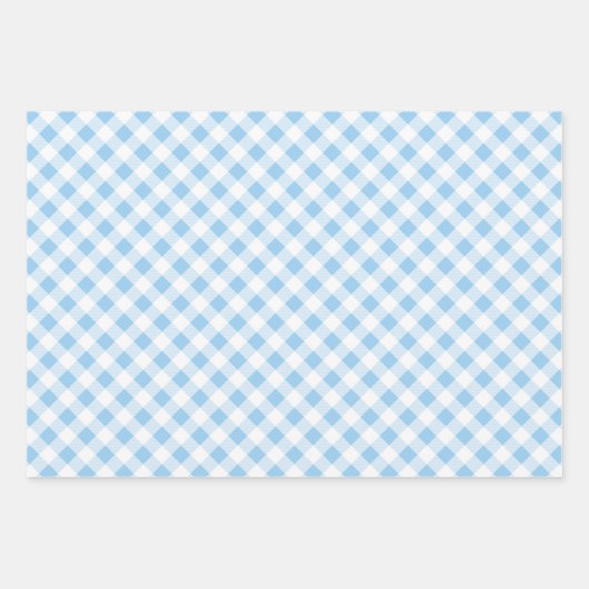 Blue Hydrangea Gingham und Polka Dot Pattern Geschenkpapier Set (Vorderseite 2)