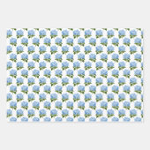 Blue Hydrangea Gingham und Polka Dot Pattern Geschenkpapier Set (Vorderseite)