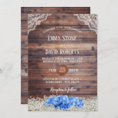 Blue Hydrangea Gipskraut Rustic Barn Wedding Einladung (Vorne/Hinten)