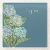 Blue Hydrangea Glasuntersetzer (Vorderseite)