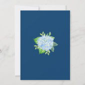Blue Hydrangea Gold Border Wedding Einladung (Rückseite)