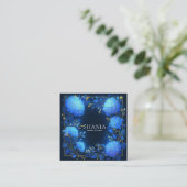 Blue Hydrangea Gold Celestial Frame Midnight Quadratische Visitenkarte (Stehend Vorderseite)