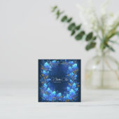Blue Hydrangea Gold Celestial Frame Midnight Quadratische Visitenkarte (Stehend Vorderseite)