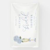  Blue Hydrangea & Gold Champagne Welcome Banner (Vertikal)
