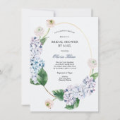Blue Hydrangea Gold Frame Brautparty per Mail Einladung (Vorderseite)