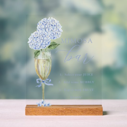 Blue Hydrangea, Gold Mimosa Bar Dusche Acrylschild (Neutral)