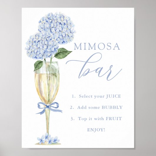 Blue Hydrangea, Gold Mimosa Bar Dusche Poster (Vorne)