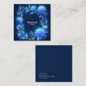 Blue Hydrangea Gold Wreath Midnight Floral Quadratische Visitenkarte (Vorne/Hinten)