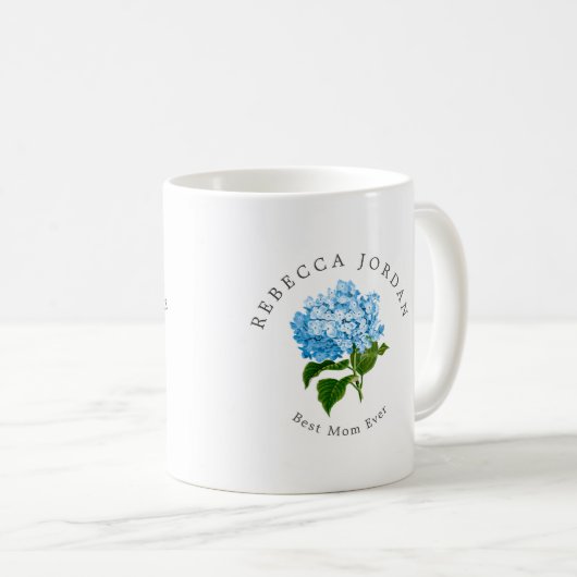 Blue Hydrangea Grand-Millenium Beste Mama je Kaffeetasse (VorderseiteRechts)