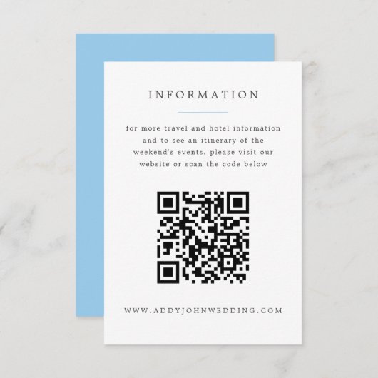 Blue Hydrangea Grand-Millenium Hochzeitsinfo Begleitkarte (Vorne/Hinten)