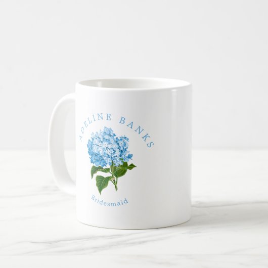 Blue Hydrangea Grand Millennium Bridesmaid Kaffeetasse (Vorderseite Links)