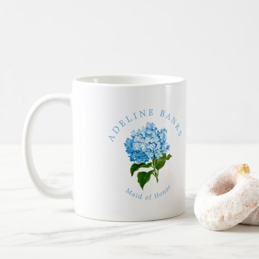 Blue Hydrangea Grand Millennium-Trauzeugin Kaffeetasse (Mit Donut)