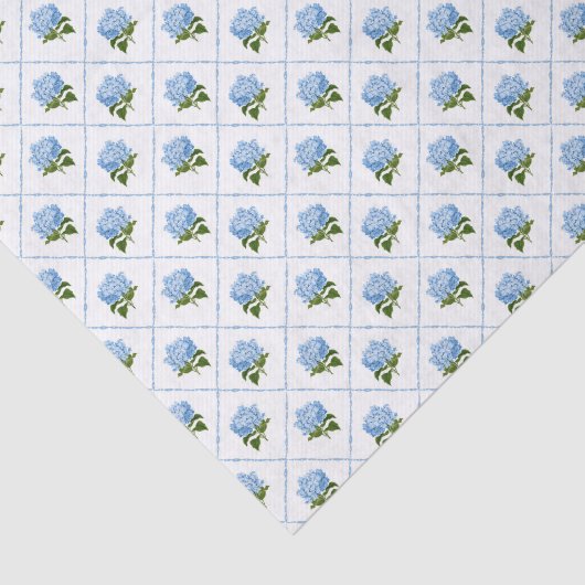 Blue Hydrangea Grandmillennial Blue and White Seidenpapier (Ausschnitt)