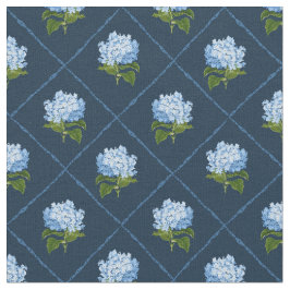 Blue Hydrangea Grandmillennial Navy Blue Stoff