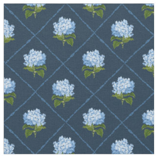 Blue Hydrangea Grandmillennial Navy Blue Stoff