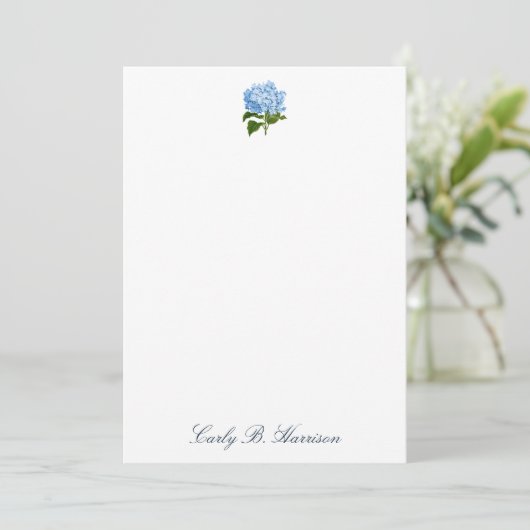 Blue Hydrangea Grandmillennial Personalisiert Note Einladung (Stehend Vorderseite)