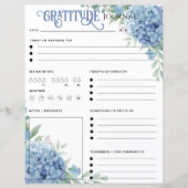 Blue Hydrangea Gratitude Journal Paper Sheet (Vorderseite)