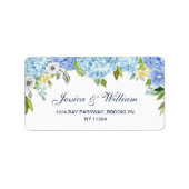 Blue Hydrangea Green Floral Address Label Adressaufkleber (Vorne)
