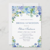 Blue Hydrangea Greenera Watercolor Bridal Luncheon Einladung (Vorderseite)