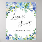 Blue Hydrangea Greenera Wedding Dessert Bar Poster (Vorne)