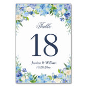Blue Hydrangea Greeneria Wedding Tischnummer (Rückseite)