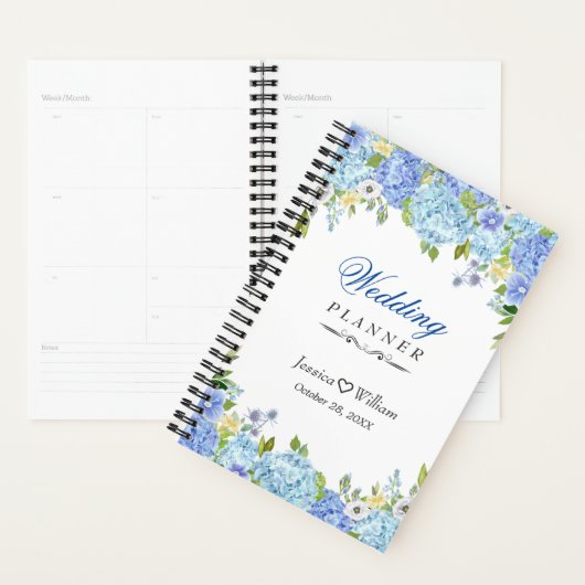 Blue Hydrangea Greenery Floral Wedding Planner Planer (Anzeige)