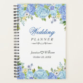 Blue Hydrangea Greenery Floral Wedding Planner Planer (Vorderseite)