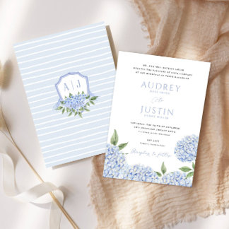 Blue Hydrangea Grundgrenze, Wappen Hochzeit Einladung