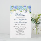 Blue Hydrangea Grüne Hochzeitsfeier Programm (Stehend Vorderseite)