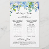 Blue Hydrangea Grüne Hochzeitsfeier Programm (Rückseite)