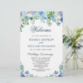 Blue Hydrangea Grüne Hochzeitsfeier Programm (Stehend Vorderseite)