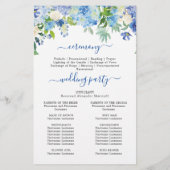 Blue Hydrangea Grüne Hochzeitsfeier Programm (Rückseite)