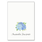 Blue Hydrangea Guest Name Script-Platzkarte Tischnummer (Vorderseite)