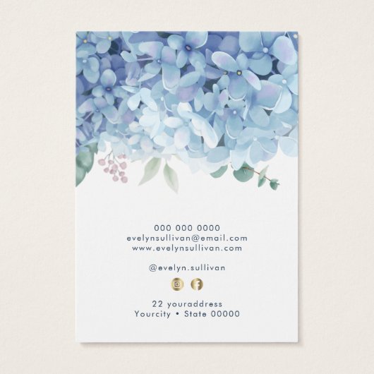 Blue Hydrangea Halskette-Display-Karte (Rückseite)