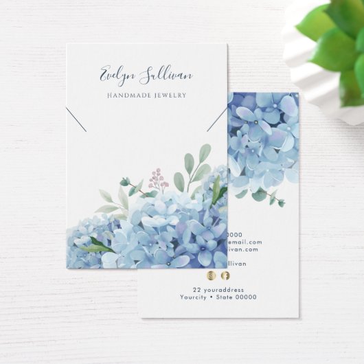 Blue Hydrangea Halskette-Display-Karte (Schreibtisch)