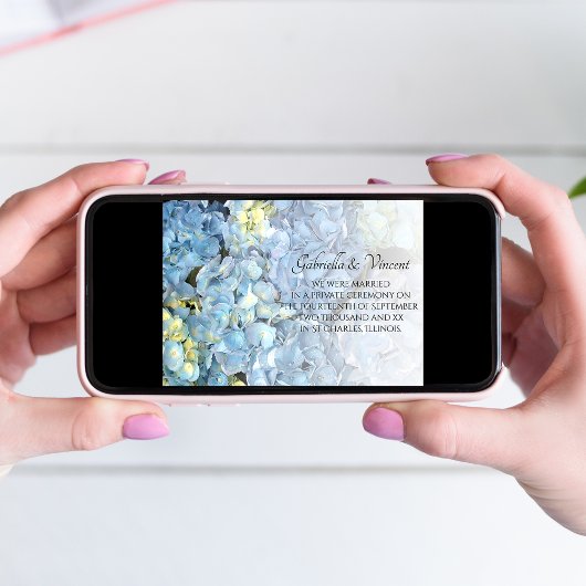 Blue Hydrangea Heiratsankündigung Ankündigung