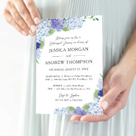 Blue Hydrangea Hochzeit Probe Dinner Einladung
