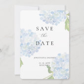 Blue Hydrangea Hochzeit rettet das Datum Save The Date (Vorderseite)