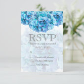 Blue Hydrangea Hochzeit RSVP Karte (Stehend Vorderseite)