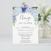 Blue Hydrangea Hochzeit verzögert Ankündigung (Stehend Vorderseite)